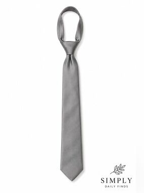Merona Men’s 100% Silk Tie Silver Gray Solid Satin Necktie Wedding Formal Dress